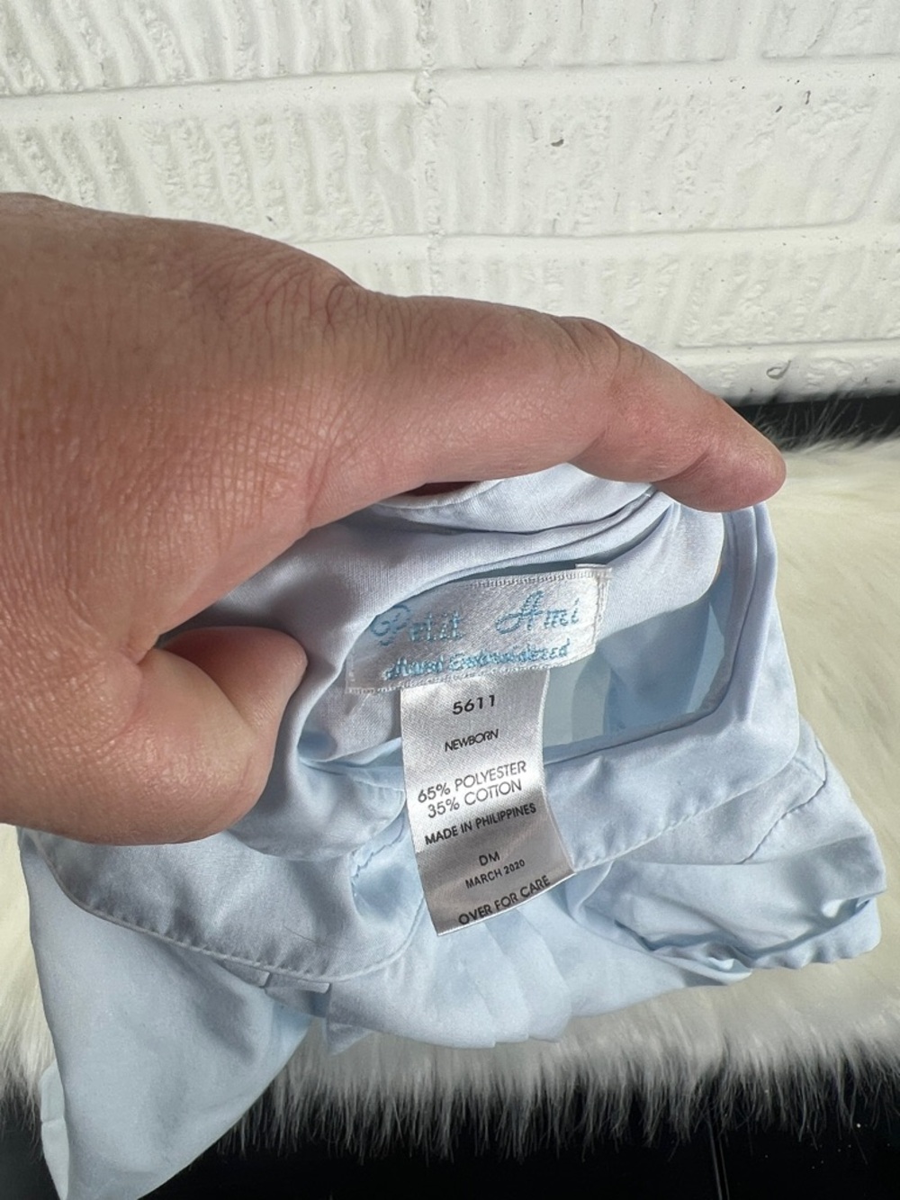 Vintage Light Blue Peter Pan Collar Baby Romper Newborn - Picture 3 of 4